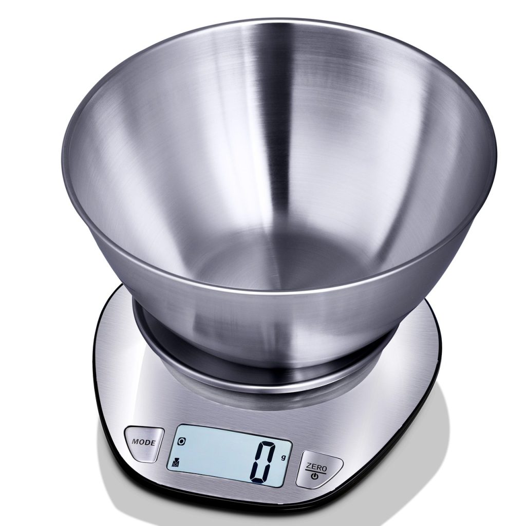 four types of moisture absorbers on kitchen scale