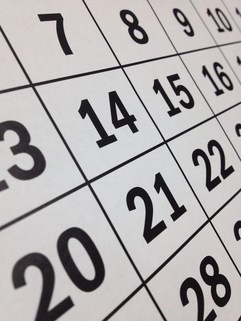 calendar showing monthly savings schedule with checkmarks