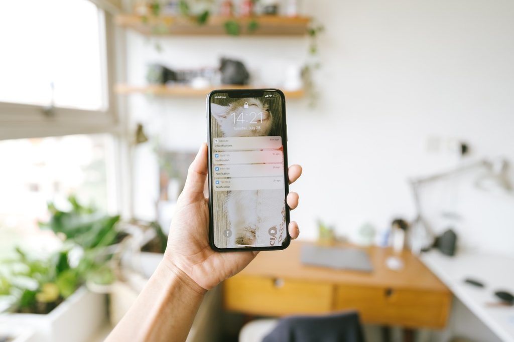 bank account transfer notification on smartphone screen