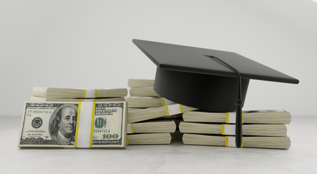 college student filling out scholarship application form