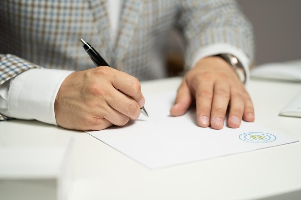 caution sign on financial document fraud warning