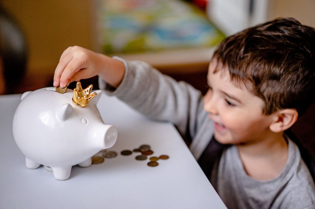piggy bank with coins and financial safety net concept